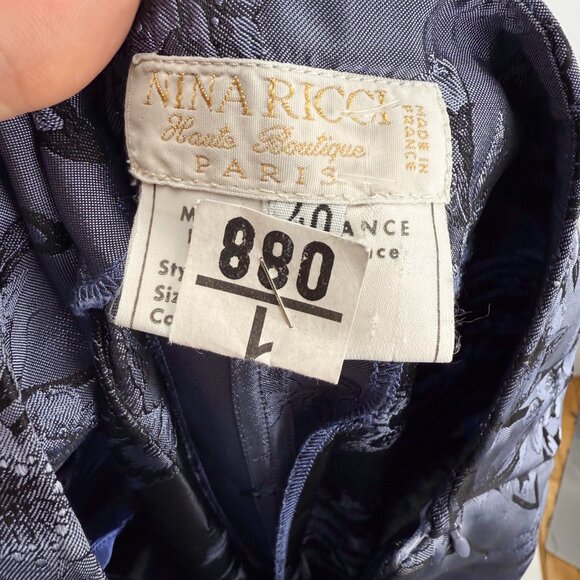 NINA RICCI Haute Boutique Paris VTG Lilac Designer Flowers Tailored Trouser s 40 - Picture 6 of 9